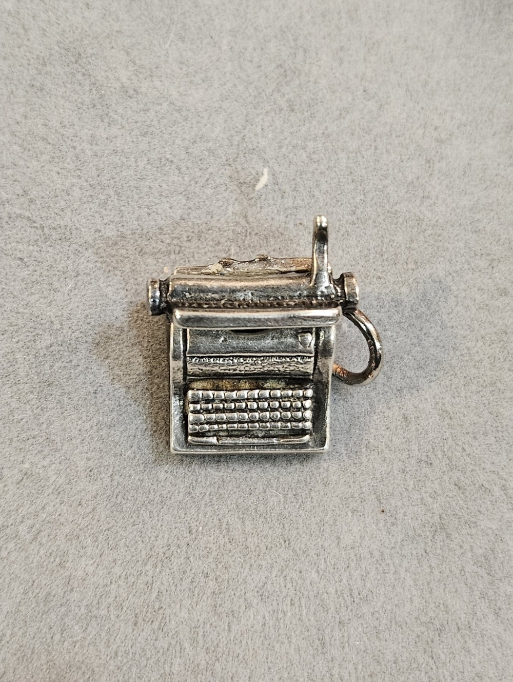 Vintage Sterling Silver Typewriter Charm Pendant Working Carriage Return